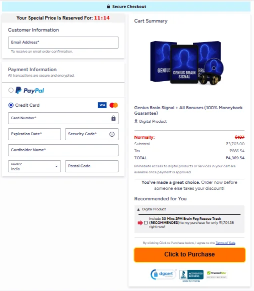 Genius Brain Signal-checkout. page Genius Brain Signal-checkout. page